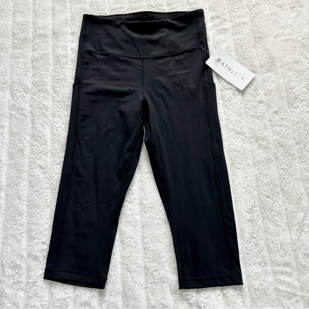 ATHLETA Ultimate Stash Pocket Crop Womens S Black Sport Activewear Performance